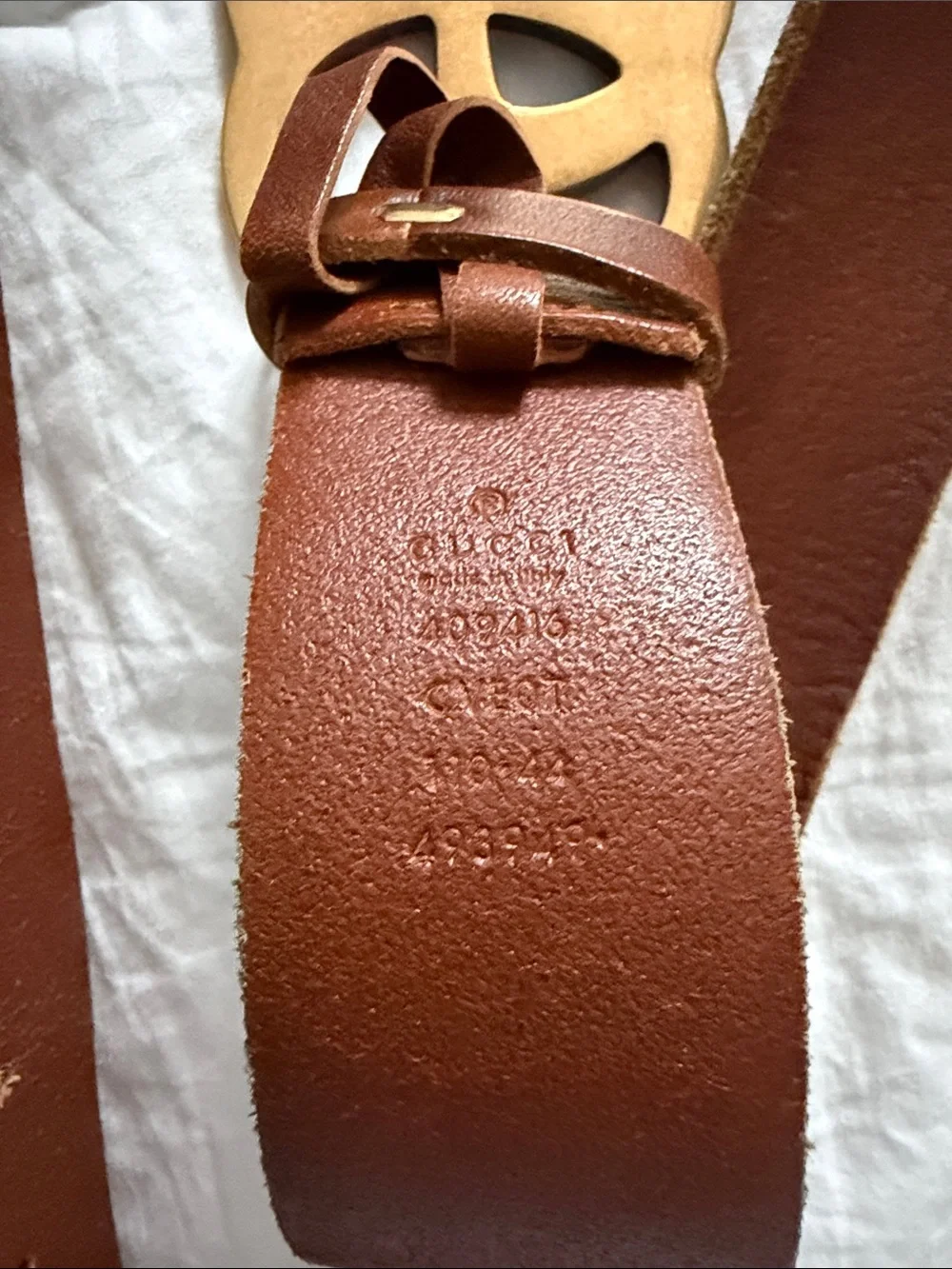 Gucci Brown Leather Belt with Gold Double G Buckle